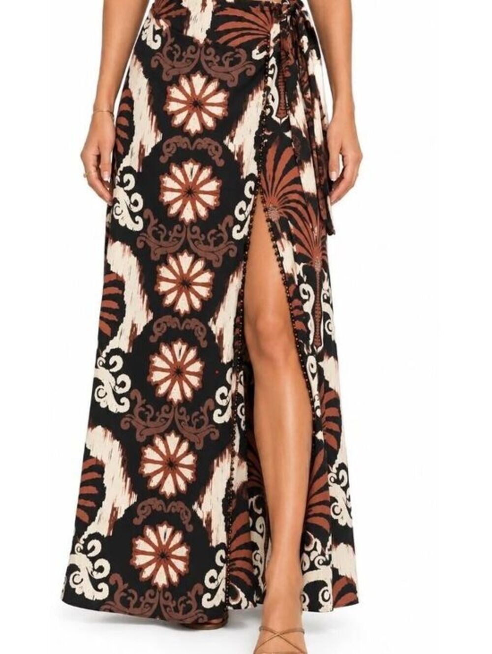 House of Harlow 1960 X Revolve Pari Wramp Maxi Skrit Boho Beaded Slit Sz S